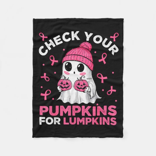 Breast Cancer Halloween Boo Ghost Check Your Pumpk Fleecedecke (Vorderseite)