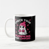 Breast Cancer Halloween Boo Ghost Check Your Pumpk Kaffeetasse (Links)