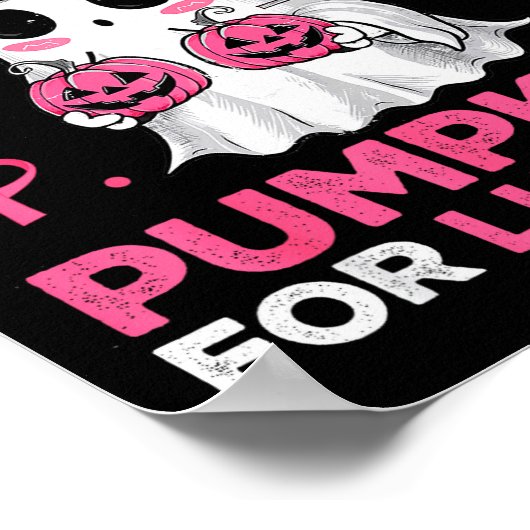 Breast Cancer Halloween Boo Ghost Check Your Pumpk Poster (Ecke)
