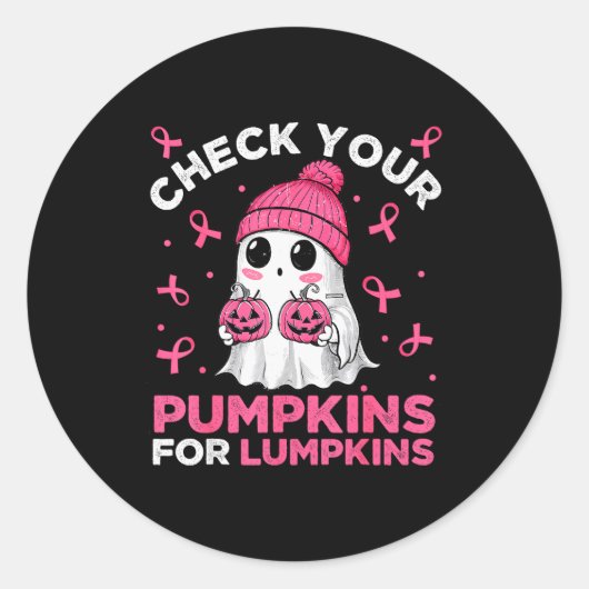 Breast Cancer Halloween Boo Ghost Check Your Pumpk Runder Aufkleber (Vorderseite)