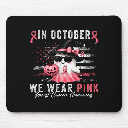 Breast Cancer Halloween In October We Wear Nk Us F Mousepad (Vorne)