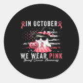 Breast Cancer Halloween In October We Wear Nk Us F Runder Aufkleber (Vorderseite)