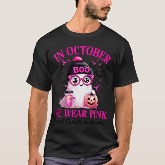 Breast Cancer Halloween Women In October We Wear N T-Shirt (Vorderseite)