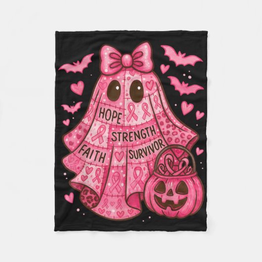 Breast Cancer Hope Strength Faith Survivor Ghost W Fleecedecke (Vorderseite)