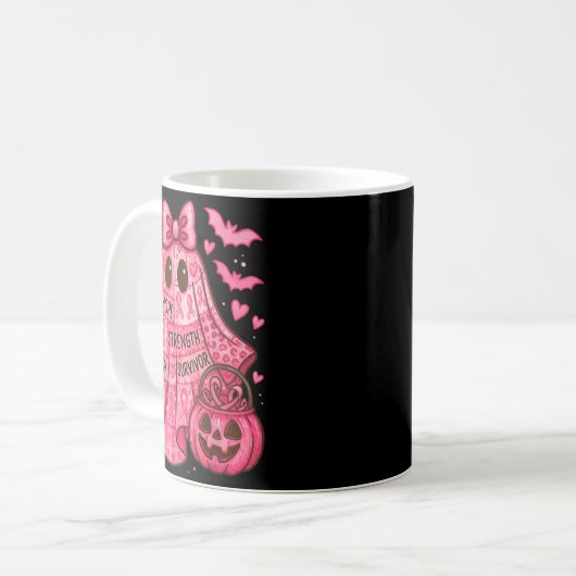 Breast Cancer Hope Strength Faith Survivor Ghost W Kaffeetasse (Vorderseite Links)