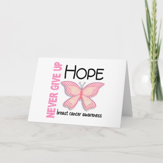 Breast Cancer Never Give Up Hope Butterfly 4.1 Karte (Vorderseite)