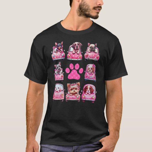 Breast Cancer Puppy Dogs Paw Print Cute Pink Octob T-Shirt (Vorderseite)
