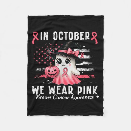 Breast Cancer Shirt For Women In October We Wear N Fleecedecke (Vorderseite)