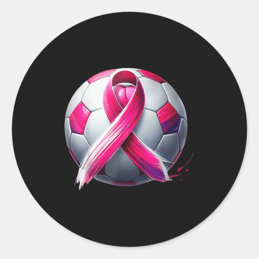 Breast Cancer Soccer Ball Nk Ribbon Kick For A Runder Aufkleber (Vorderseite)