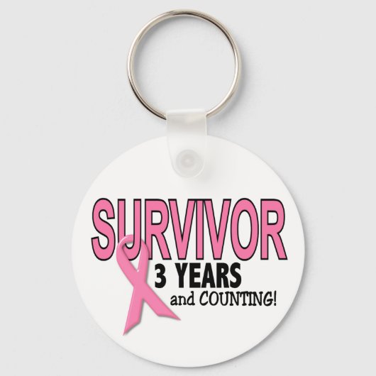 BREAST CANCER SURVIVOR 3 Years & Counting Schlüsselanhänger (Vorderseite)