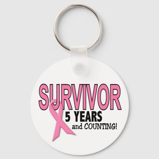 BREAST CANCER SURVIVOR 5 Years & Counting Schlüsselanhänger (Vorderseite)