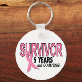 BREAST CANCER SURVIVOR 5 Years & Counting Schlüsselanhänger (Vorderseite)