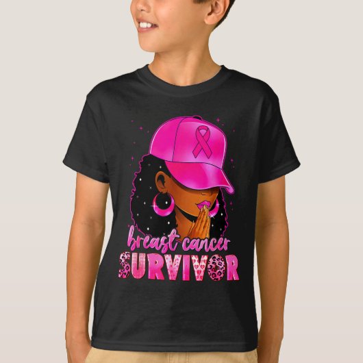Breast Cancer Survivor Black Women Afro African Ch T-Shirt (Vorderseite)