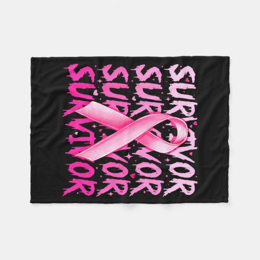Breast Cancer Survivor Nk Ribbon Breast Cancer Awa Fleecedecke (Vorderseite (Horizontal))