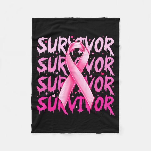 Breast Cancer Survivor Nk Ribbon Breast Cancer Awa Fleecedecke (Vorderseite)