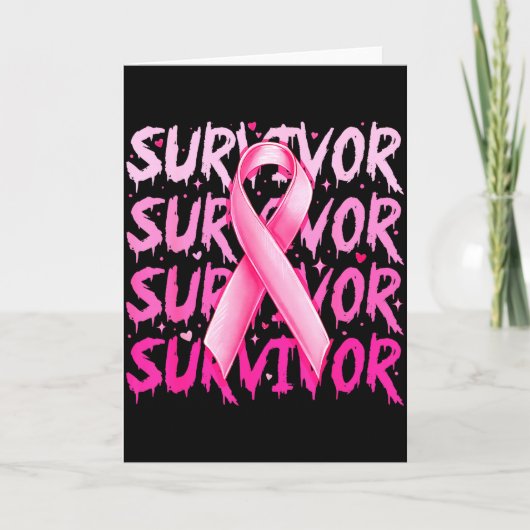 Breast Cancer Survivor Nk Ribbon Breast Cancer Awa Karte (Vorderseite)