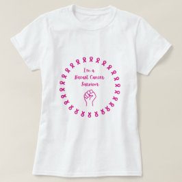 Breast Cancer Survivor Pink Fist White T-Shirt