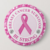 Breast Cancer Survivor – Pink Ribbon Heart Border Button (Vorderseite)