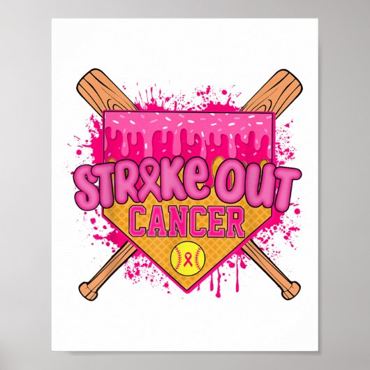 Breast Cancer Warrior Softball Tropfen Hom ausschl Poster (Vorne)