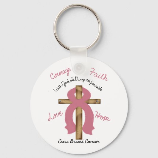 Breast Cancer with God all is possible key ring Schlüsselanhänger (Vorderseite)