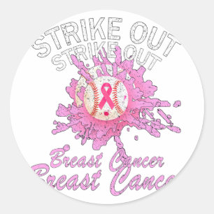 Breastkrebs-Bewusstsein abschaffen Baseball Pink R Runder Aufkleber