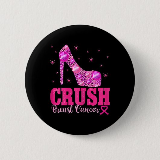 Breastkrebs-Bewusstsein - Rosa Heels Button (Vorderseite)