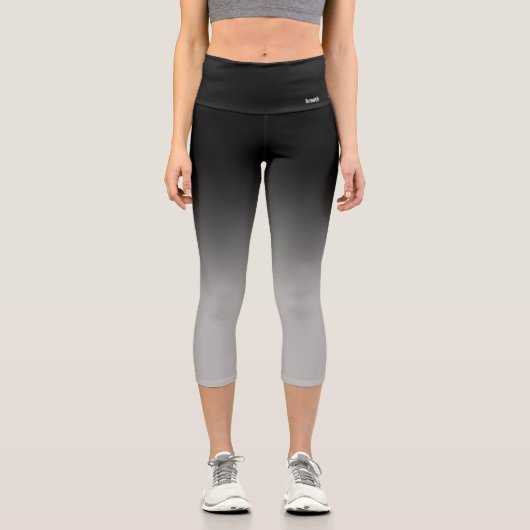 Breath_Zone Schwarze Gradient Capri Leggings (Vorderseite)