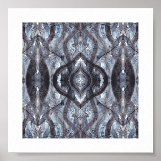 Breathe Abstract Dark Blue Black Watercolor Art Poster (Vorne)