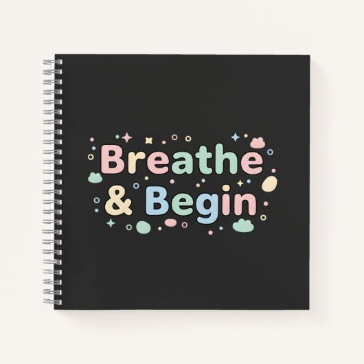 Breathe & Begin Pastel Quote Notizblock (Vorderseite)