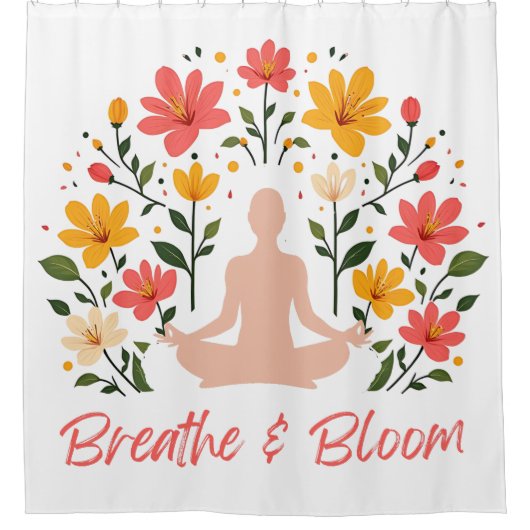 Breathe & Bloom Meditation Duschvorhang (Vorderseite)