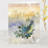Breathe Blue Bird Collage Karte (Gelbe Blume)