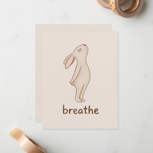 Breathe Bunny Flat Note Card Mitteilungskarte (Vorderseite/Rückseite Beispiel)