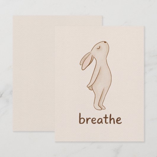 Breathe Bunny Flat Note Card Mitteilungskarte (Vorne/Hinten)