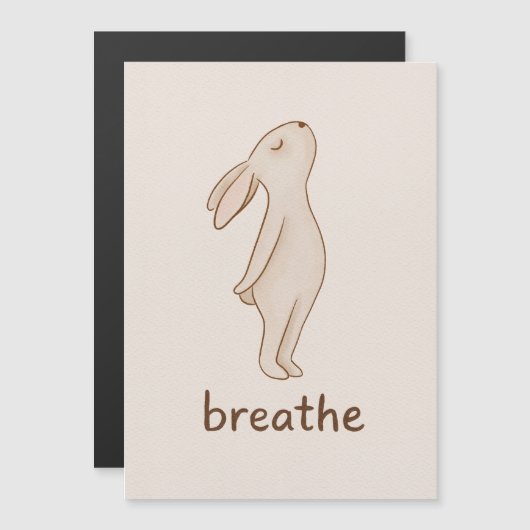 Breathe Bunny Minimalist Magnet Card (Vorne/Hinten)