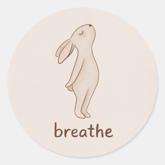 Breathe Bunny Round Sticker (Vorderseite)