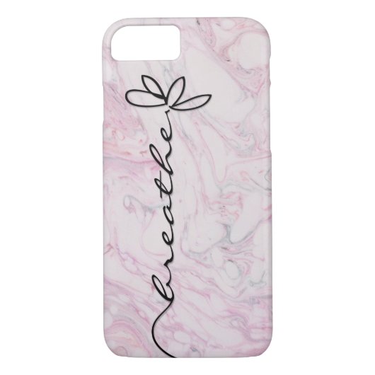 Breathe Daisy Design auf rosa Marmor Case-Mate iPhone Hülle (Rückseite)