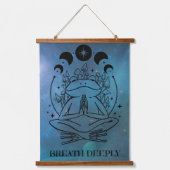 Breathe Deeply Yoga Frogs Wandteppich Mit Holzrahmen (Vorderseite)