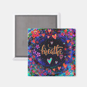 Breathe Floral Trendy ONE WORD Inspirivity Fun Magnet (Vorderseite/Rückseite)