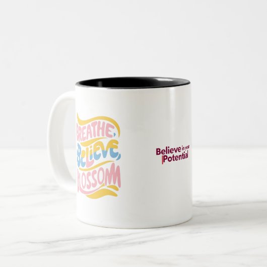 Breathe Glaube Blossom | Inspirierend Zweifarbige Tasse (Vorderseite Links)