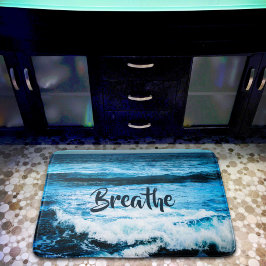 "Breathe" Hawaii Türkis Blue Ocean Waves Foto Badematte