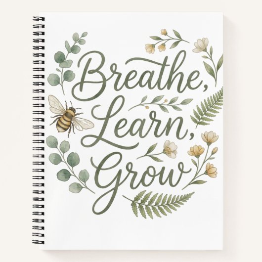 Breathe Learn Grow Mindfulness Journal & Notebook Notizblock (Vorderseite)