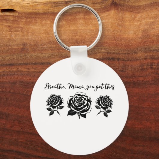 Breathe Mama Motivierend Zitatskunst Schlüsselanhänger (Rückseite)