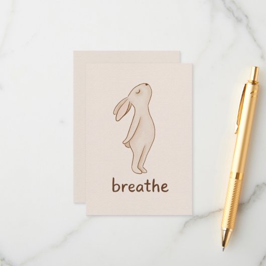 Breathe Minimal Bunny Encouragement Card Begleitkarte (Vorderseite/Rückseite Beispiel)