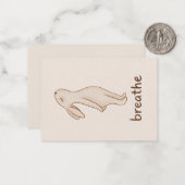Breathe Minimalist Bunny Encouragement Note Card Mitteilungskarte (Vorderseite/Rückseite Beispiel)