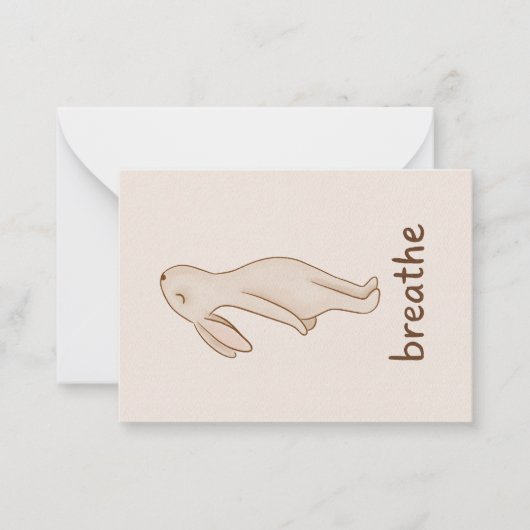 Breathe Minimalist Bunny Encouragement Note Card Mitteilungskarte (Vorderseite)