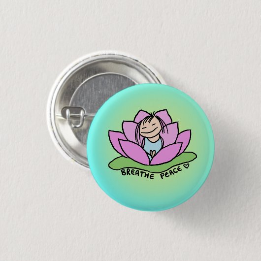 Breathe Peace Lotus Button (Vorne & Hinten)