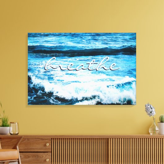 Breathe Quote Hawaii Türkis Ocean Waves Foto Leinwanddruck (Insitu (Wohnzimmer))