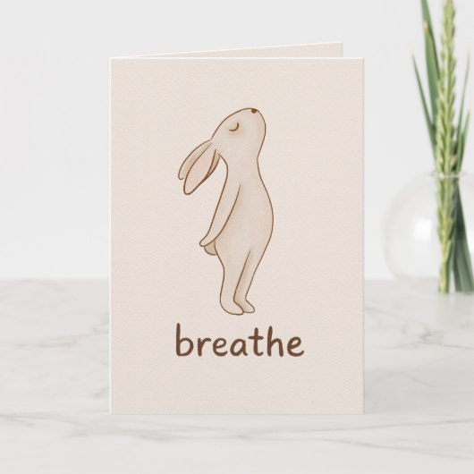 Breathe Rabbit Encouragement Card Dankeskarte (Vorderseite)