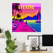 BREATHE - Sonnenuntergang am Wasser. Bearbeitbar. Poster (Heimbüro)