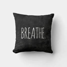 BREATHE Text on Black Leather Kissen